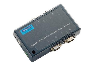 研华USB 转4端口RS-232/422/485 转换器，带浪涌保护USB-4604BM