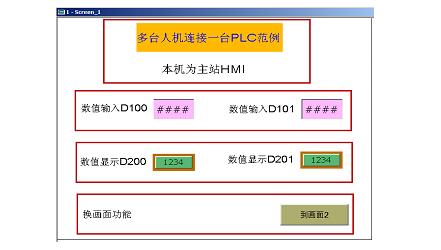 台达DOP系列触摸屏一机多屏应用设计原理如图