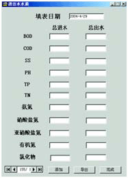 进水水质录入界面