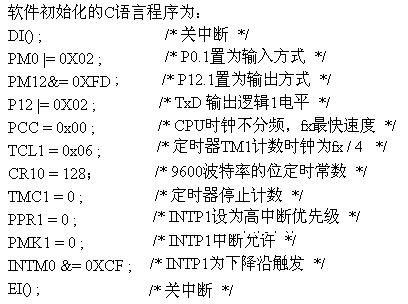 基于μPD78045F单片机的软件UART如图
