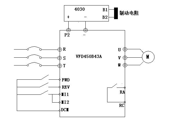 基于台达B系列变频器的卷扬机驱动系统如图