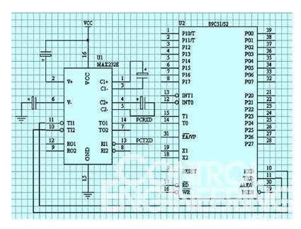 图3  AT89S51与PC机的通信电路