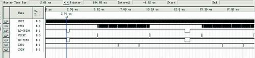 CPLD采集程序的仿真波形