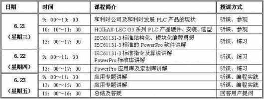 和利时5月济南小型PLC技术免费培训班如图