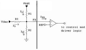 位于FB引脚上的电阻网络可以调整转换器的输出电压