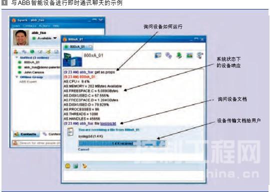 与 ABB 智能设备进行即时通讯聊天的示例