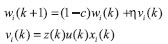 　　式中vik为递进信号随过程进行逐渐衰减zk为输出误差信号h为学习速率（h>0）为常数（0≤c<1）整理两式可得