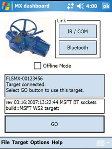         A typical GUI for a single valve. 