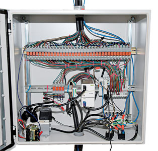 A Wago PLC has been programmed with a tailored shrimp feed curve that disperses food based upon variables such as stock in tank and growth state.