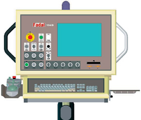 FADAL的新型数字式悬挂操纵台。当数控机床上安放大型工件时，能通过、回转和绕轴运动移出操纵台，使它不致挡道。对Micronor MR175遥控装置，为了方便使用和键盘处于同一个水平面上